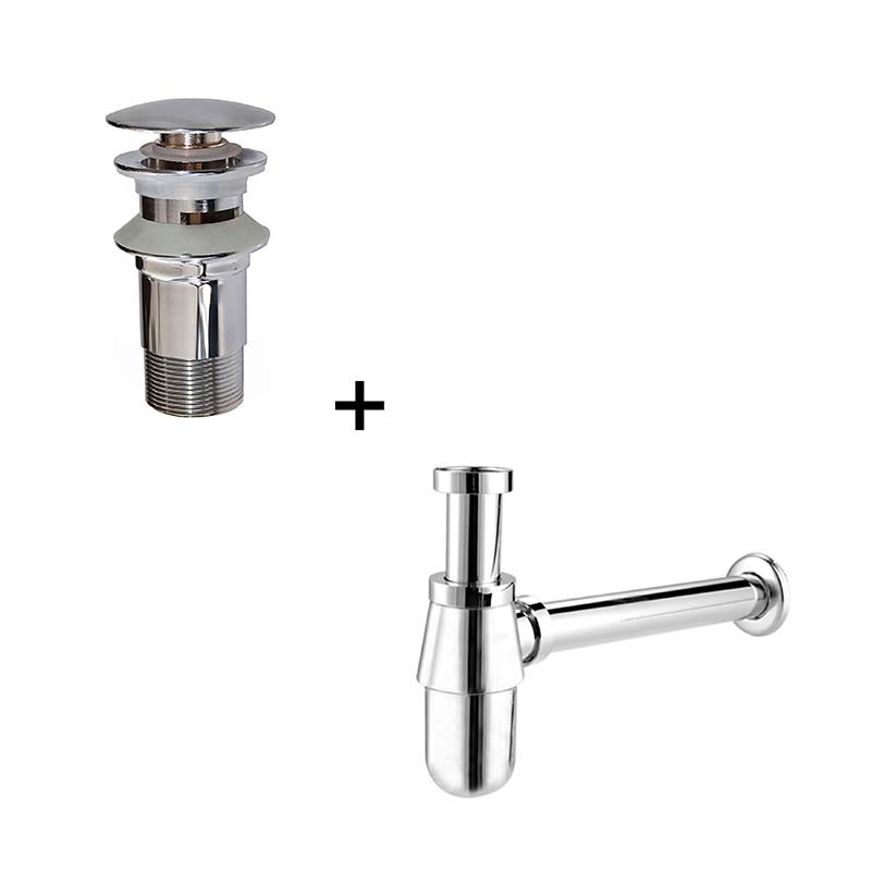 PACK chrome plated ‘bottle’ siphon and click clack valve