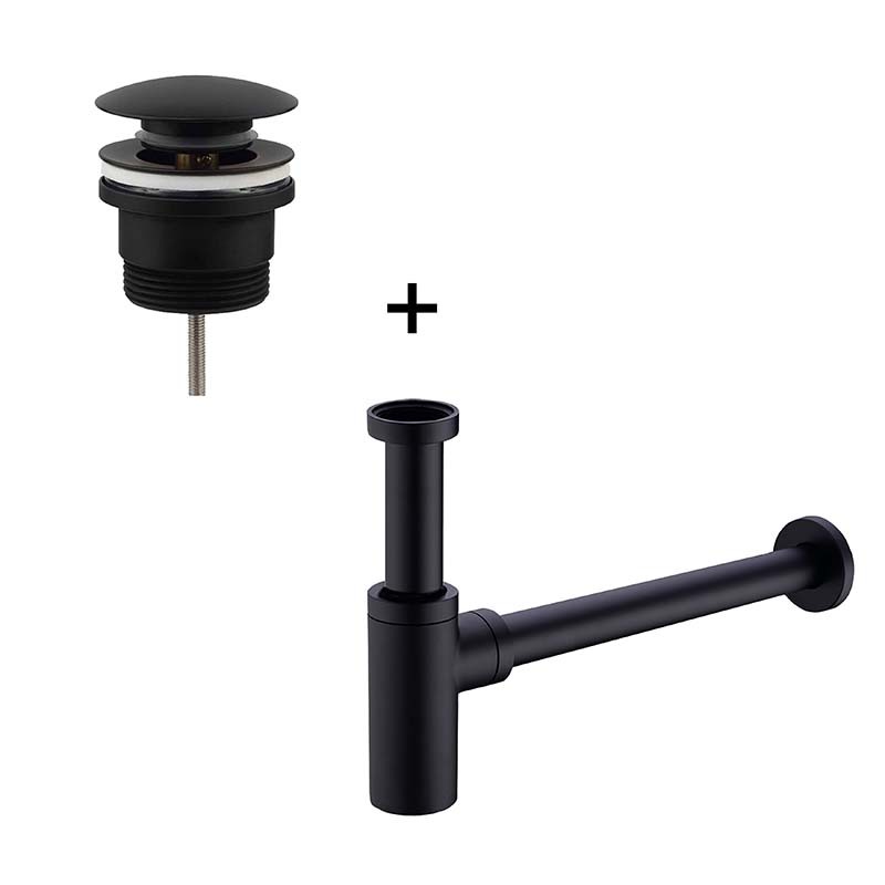 PACK siphon et vanne de vidange noirs.