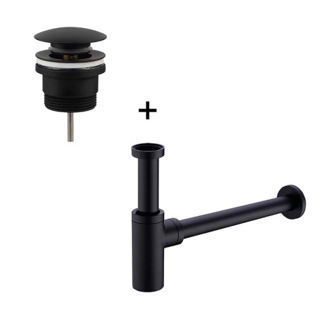 PACK siphon et vanne de vidange noirs.