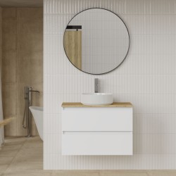 Modulo dos cajones con lavabo circular