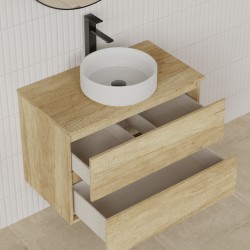 Modulo dos cajones con lavabo circular