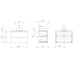 Modulo dos cajones con lavabo circular