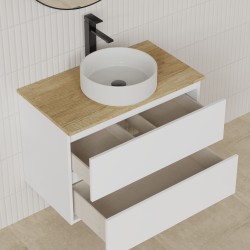 Modulo dos cajones con lavabo circular