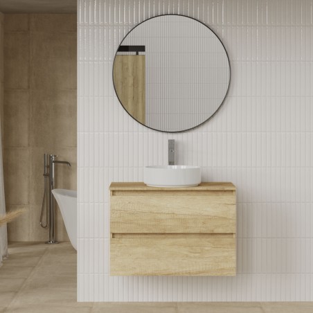 Modulo dos cajones con lavabo circular y grifería