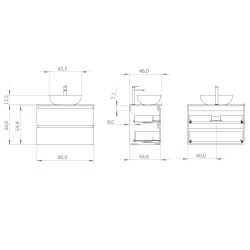 Modulo dos cajones con lavabo oval