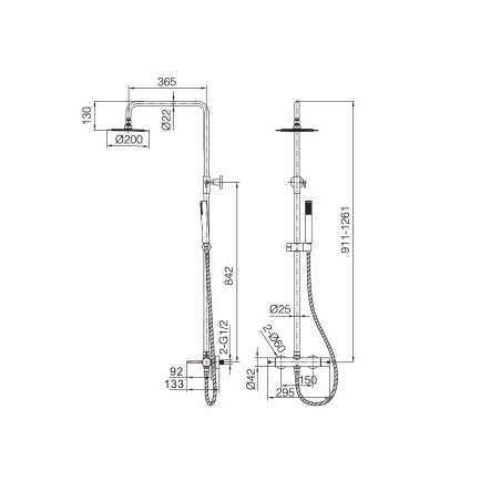 Colonne de douche avec robinet MONZA (mitigeur)